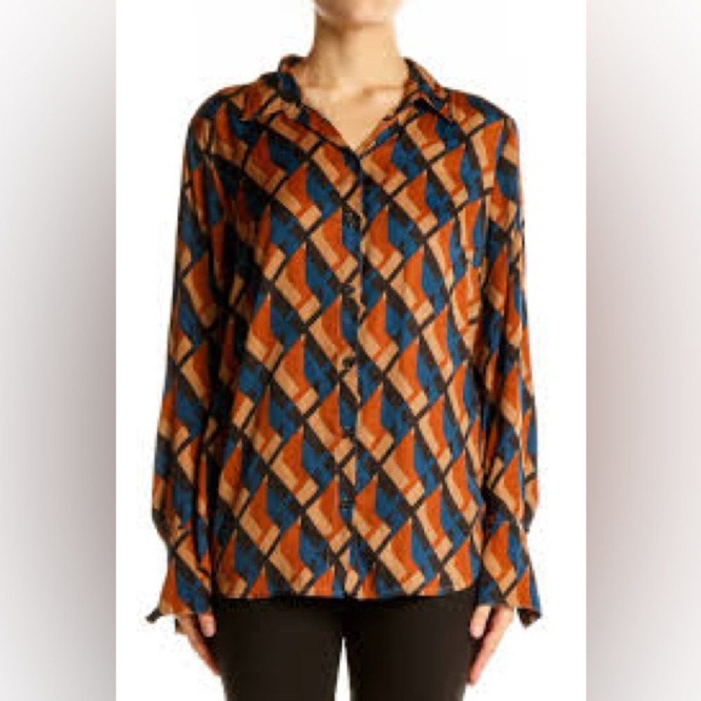 🆕 Banana Republic Geometric Button Down Shirt Size XS